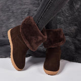 Women's Solid Color Buckle Thicken Cotton Boots
