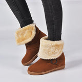 Women's Solid Color Buckle Thicken Cotton Boots