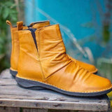 Women's Vintage Leather Side-Zipper Ankle Boots