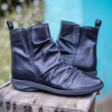 Women's Vintage Leather Side-Zipper Ankle Boots