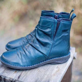 Women's Vintage Leather Side-Zipper Ankle Boots