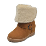 Women's Solid Color Buckle Thicken Cotton Boots