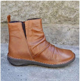 Women's Vintage Leather Side-Zipper Ankle Boots