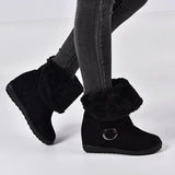 Women's Solid Color Buckle Thicken Cotton Boots