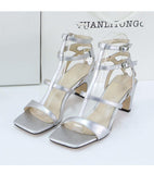 Roman Sexy Smooth Stiletto Strap Thick Heel Women's Sandals