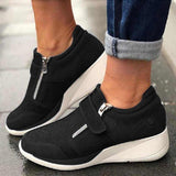 Breathable Zipper Flat Heel Women Sneakers