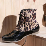 Women's Bling Rain Boots Round Toe Lace Up Boots