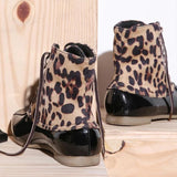Women's Bling Rain Boots Round Toe Lace Up Boots