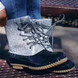 Women's Bling Rain Boots Round Toe Lace Up Boots