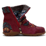 Women's Retro Printed Zipper Bandage Boots