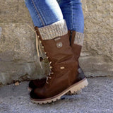 Women's Cozy Vintage Leather Mid-Calf Boots