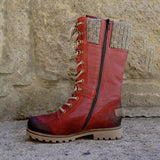 Women's Cozy Vintage Leather Mid-Calf Boots