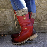 Women's Cozy Vintage Leather Mid-Calf Boots