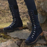 Women's Mid Calf Lace-up Leather Boots