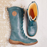 Retro Solid Color Side Zipper Round Toe High Knee Boots