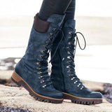 Women's Mid Calf Lace-up Leather Boots