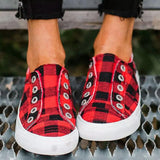 Slip-On Plaid Flat Canvas Sneakers