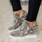 Women's Camouflage Canvas Hidden Heel Shoes