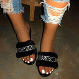 Women's Comfy Plush Flat Casual Slippers