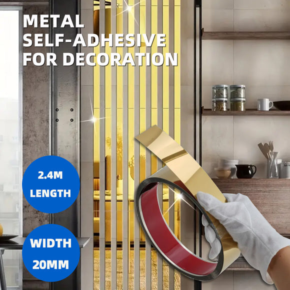 Bright gold Wall Trim Molding Stainless Steel Wall Tape Peel and Stick Metal Trim Self Adhesive Wallpaper Strip Metalized Mirror-Like Finish for Wall Ceiling Mirror Frame Border Edge Trim wide 0.79in Length 94.49in