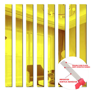 8D mirror stainless steel flat decorative strip background wall frame straight edge ceiling edge mirror metal self-adhesive line