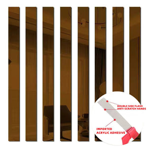 8KM mirror stainless steel flat decorative strip background wall frame straight edge ceiling edge mirror metal self-adhesive line