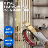 Bright gold Wall Trim Molding Stainless Steel Wall Tape Peel and Stick Metal Trim Self Adhesive Wallpaper Strip Metalized Mirror-Like Finish for Wall Ceiling Mirror Frame Border Edge Trim wide 0.39in Length 94.49in