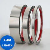 Bright silver stainless steel decoration, ceramic tile trim, background wall, frame, edge collection, ceiling, edge wrapping, metal self-adhesive fiber, skirting line, waist line, used for wall panel ceiling floor decoration, width 1CM, length 2.4M