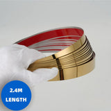 Bright gold Wall Trim Molding Stainless Steel Wall Tape Peel and Stick Metal Trim Self Adhesive Wallpaper Strip Metalized Mirror-Like Finish for Wall Ceiling Mirror Frame Border Edge Trim wide 0.79in Length 94.49in