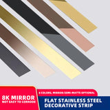 8KM mirror stainless steel flat decorative strip background wall frame straight edge ceiling edge mirror metal self-adhesive line