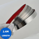 Bright silver stainless steel decoration, ceramic tile trim, background wall, frame, edge collection, ceiling, edge wrapping, metal self-adhesive fiber, skirting line, waist line, used for wall panel ceiling floor decoration, width 1CM, length 2.4M