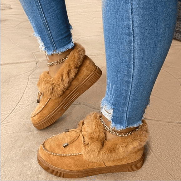 Fashion Casual Bow Fur Short Boots