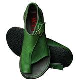 Women Leather Open-toed Sandals Roman Flat Shoes