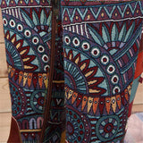 Retro Bohemian Splicing Pattern Leather Rainbow Knee Boots