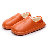 【2 pieces Free Shipping】Autumn Winter Indoor Water-Proof Cotton Slippers Plush Warm Household Shoes Non-Slip Couple Dual-Use Cotton Slippers Men Home Slides