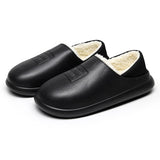 【2 pieces Free Shipping】Autumn Winter Indoor Water-Proof Cotton Slippers Plush Warm Household Shoes Non-Slip Couple Dual-Use Cotton Slippers Men Home Slides