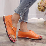 Women Leather Open-toed Sandals Roman Flat Shoes