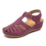 Hollow Out Lightweight Breathable Hook Loop Wedges Sandals