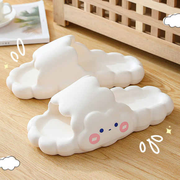 Summer Women Men's Slippers Thick Platform Beach Slide Sandals Non-slip Flip Flops Funny Design Cartoon Clouds Ladies Bath Shoes