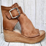 Women's Toe Peep Wedge Sandals Fish Mouth Solid Color Sandals
