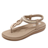 Women's Sandals Beach Seaside Metal Rhinestone Flat Shoes