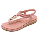 Women's Sandals Beach Seaside Metal Rhinestone Flat Shoes