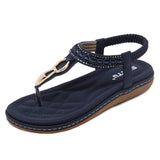 Women's Sandals Beach Seaside Metal Rhinestone Flat Shoes