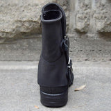 Women's Trendy Vintage Leather Booties Ankle Boots With Double Buckle
