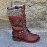 Women's Leather Warm Lace-up Comfortable Boots