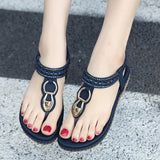 Women's Sandals Beach Seaside Metal Rhinestone Flat Shoes