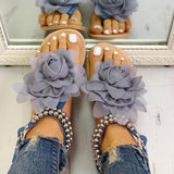 Mesh Floral Embellished Beaded Flat Sandals