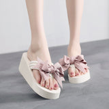 Bowknot Flip Flops Non-slip Sandals Women Holiday Slippers