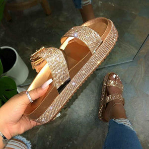 Women Casual Rhinestone Platform Heel Sandals
