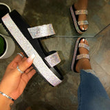 Women Casual Rhinestone Platform Heel Sandals
